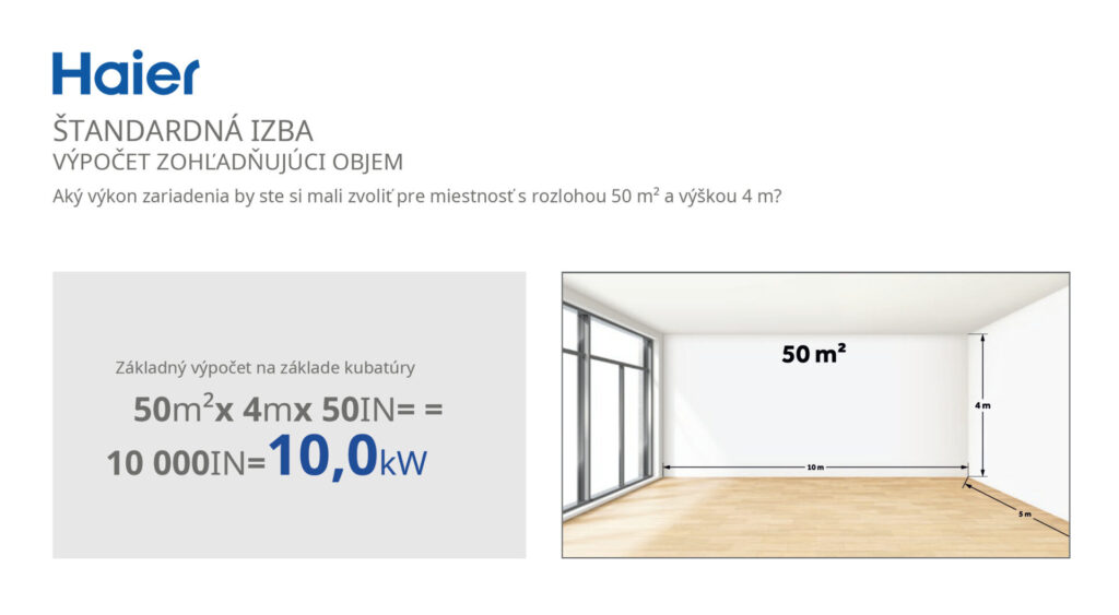 vzorec pre výpočet výkonu klimatizácie s ilustráciou